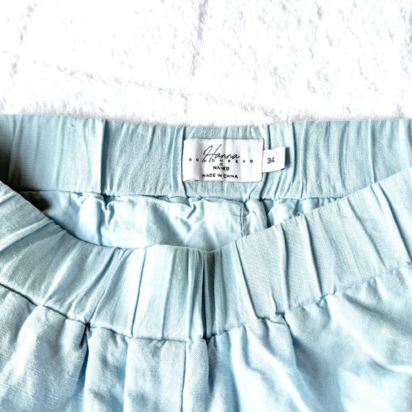 Blue Linen Blend Shorts - Picture 3 of 3